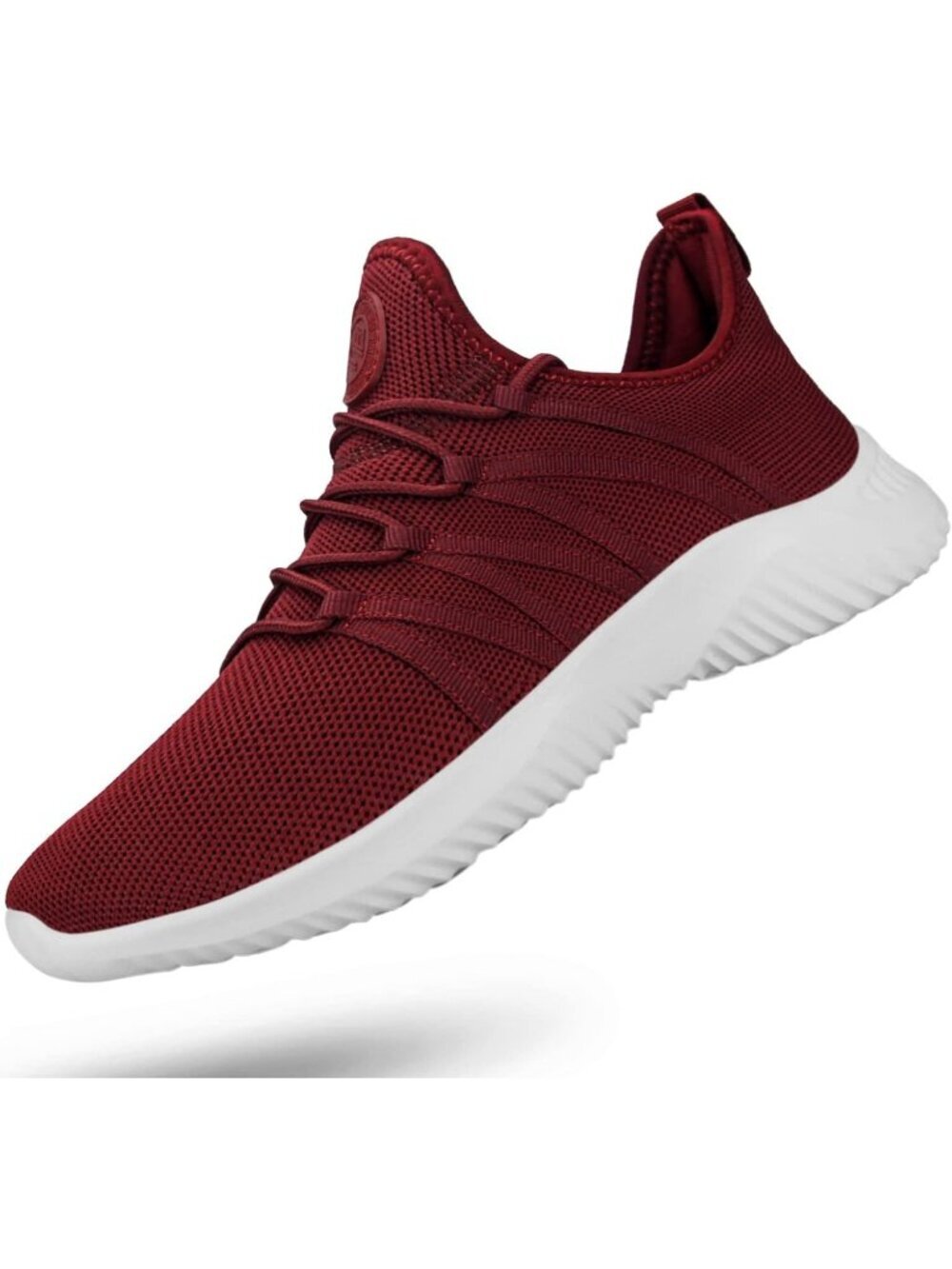 Mens Burgundy Breathable Lightweight Comfortable Fashion Slip On Running Sneaker